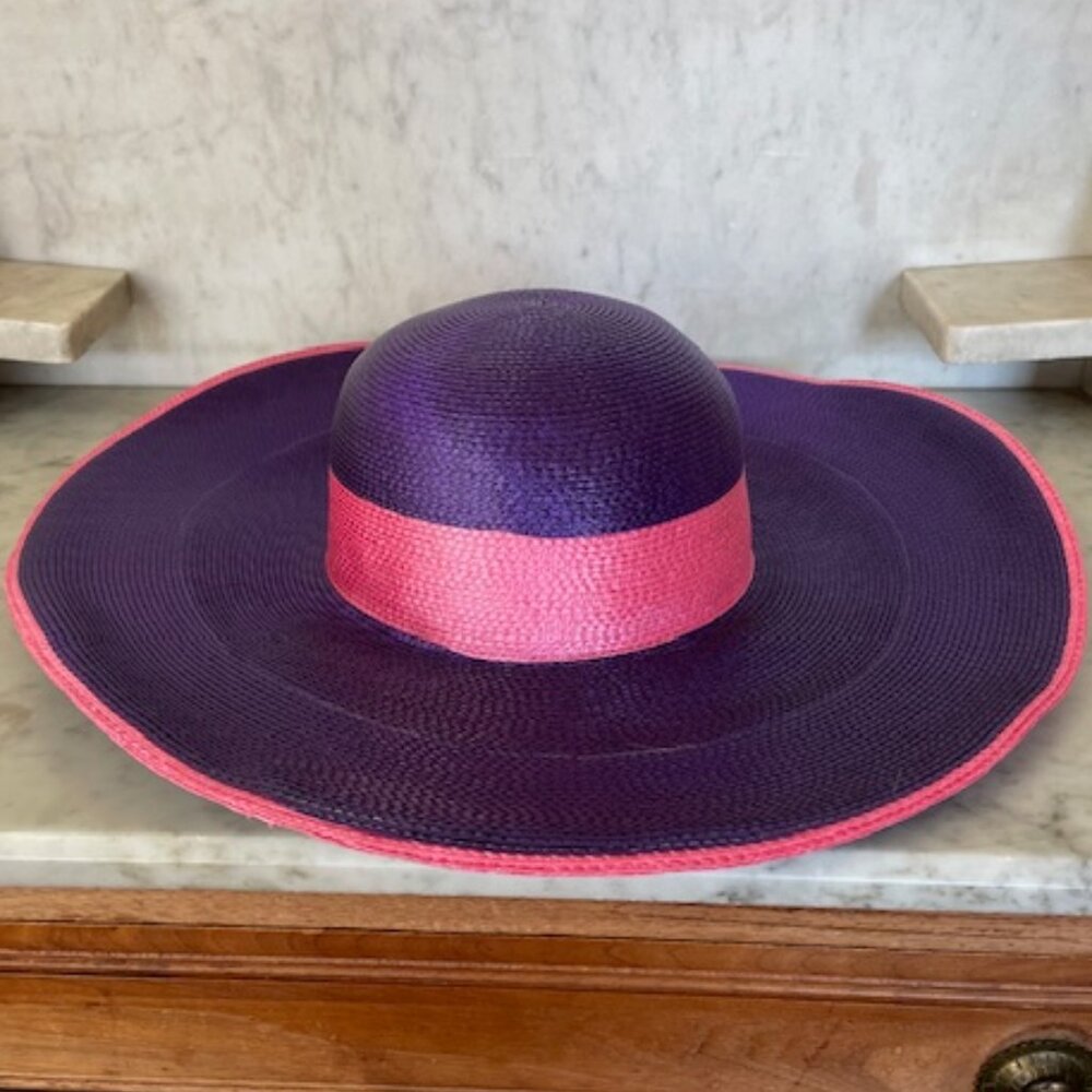HARVE BENARD Wide Brim Sun Vintage Hat Purple Pink